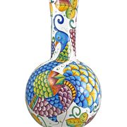Large 1980s decorative vase hand painted enamel height. 63 cm. Italian manuf. Paolo MARIONI