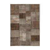 Handwoven Turkish Contemporary 170 cm x 243 cm Brown Patchwork Carpet