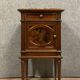 Louis XVI Parisienne bedside table in mahogany and golden copper rushes around 1850