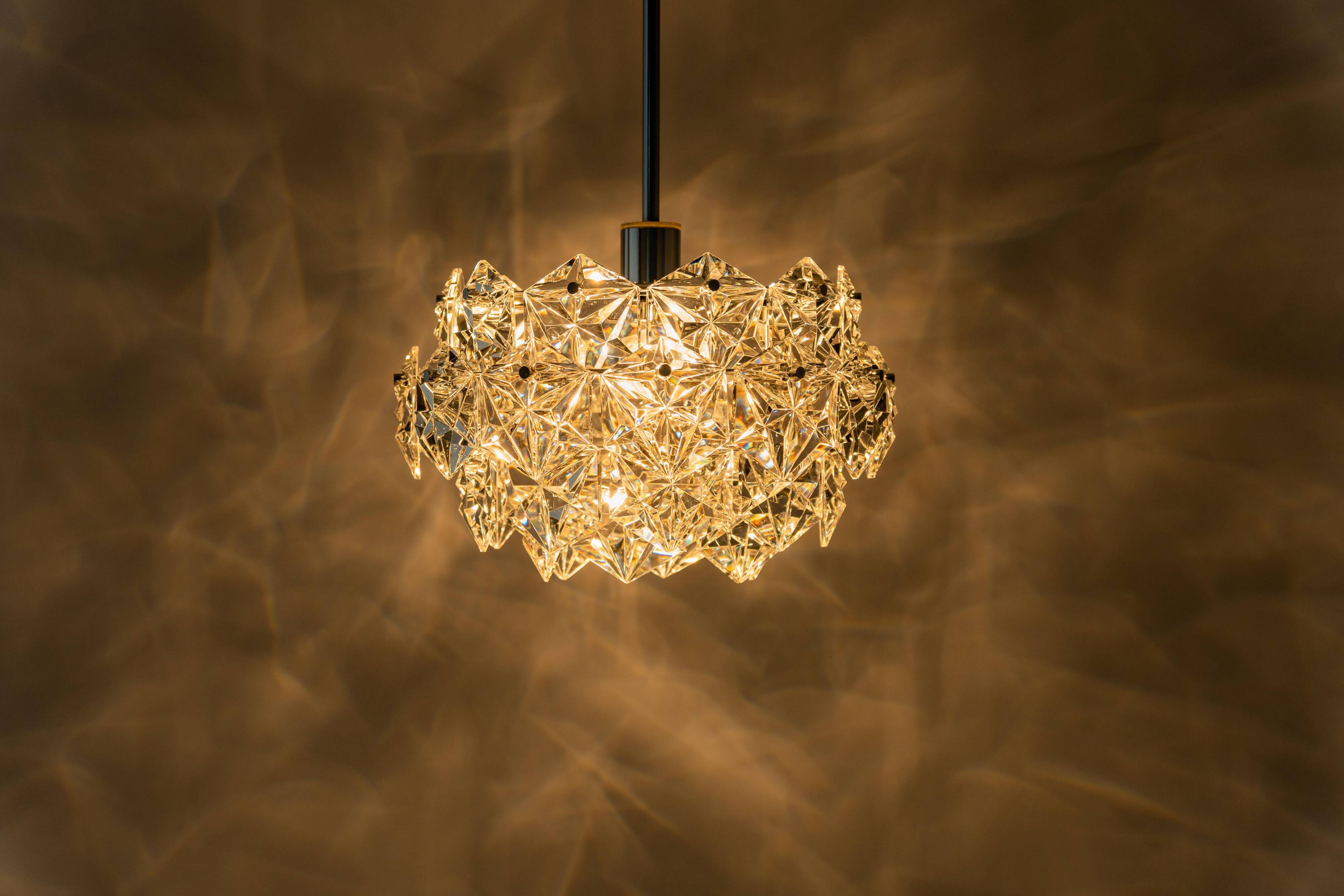 Small and Superb Pendant, Chrome and Crystal Glass by Kinkeldey, Germany, 1970