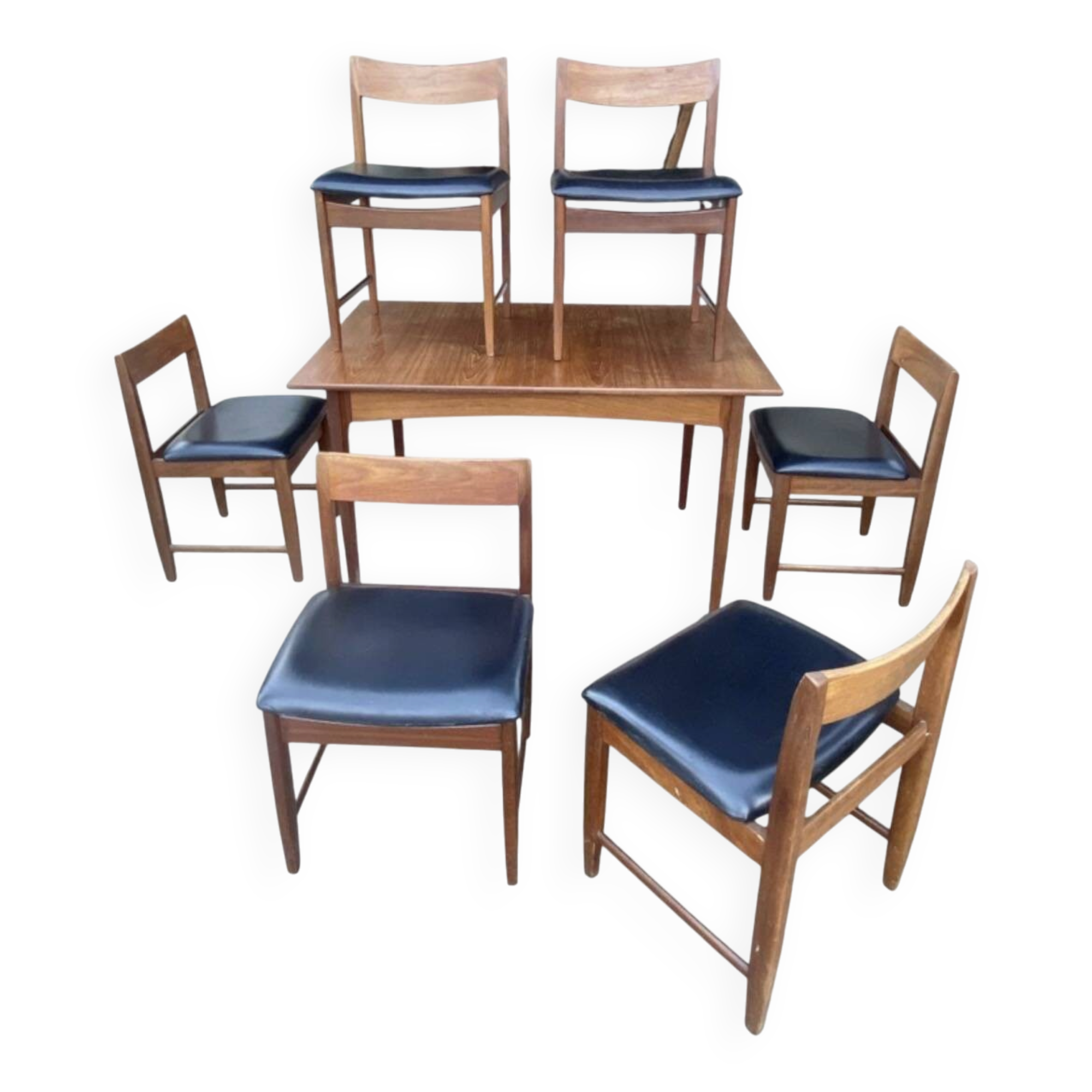 Table set with 6 chairs and its extension.