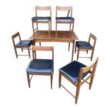 Table set with 6 chairs and its extension.