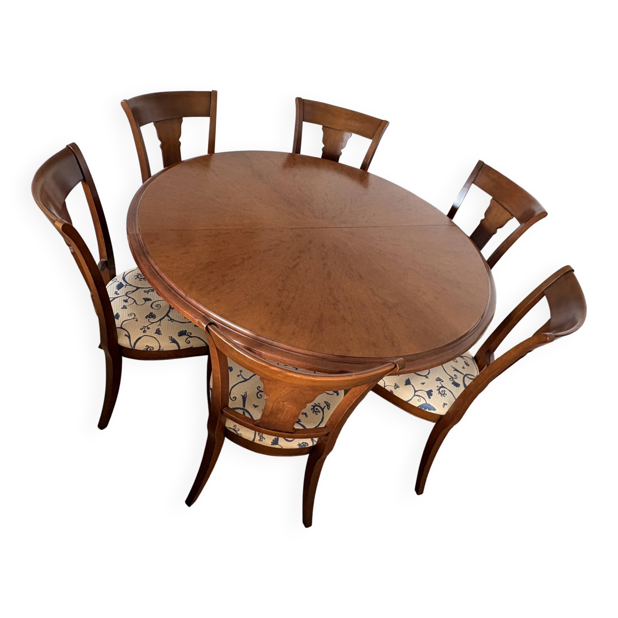 Vintage 1970s Grange dining table Round extendable 1.4-1.9m - with 6 chairs