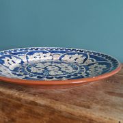 Plate signed Luis Janeiro, Portugal, enamelled terracotta plate
