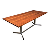 Vintage Dining Table Chrome Solid Cherry Industrial