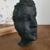 Black ceramic face sculpture