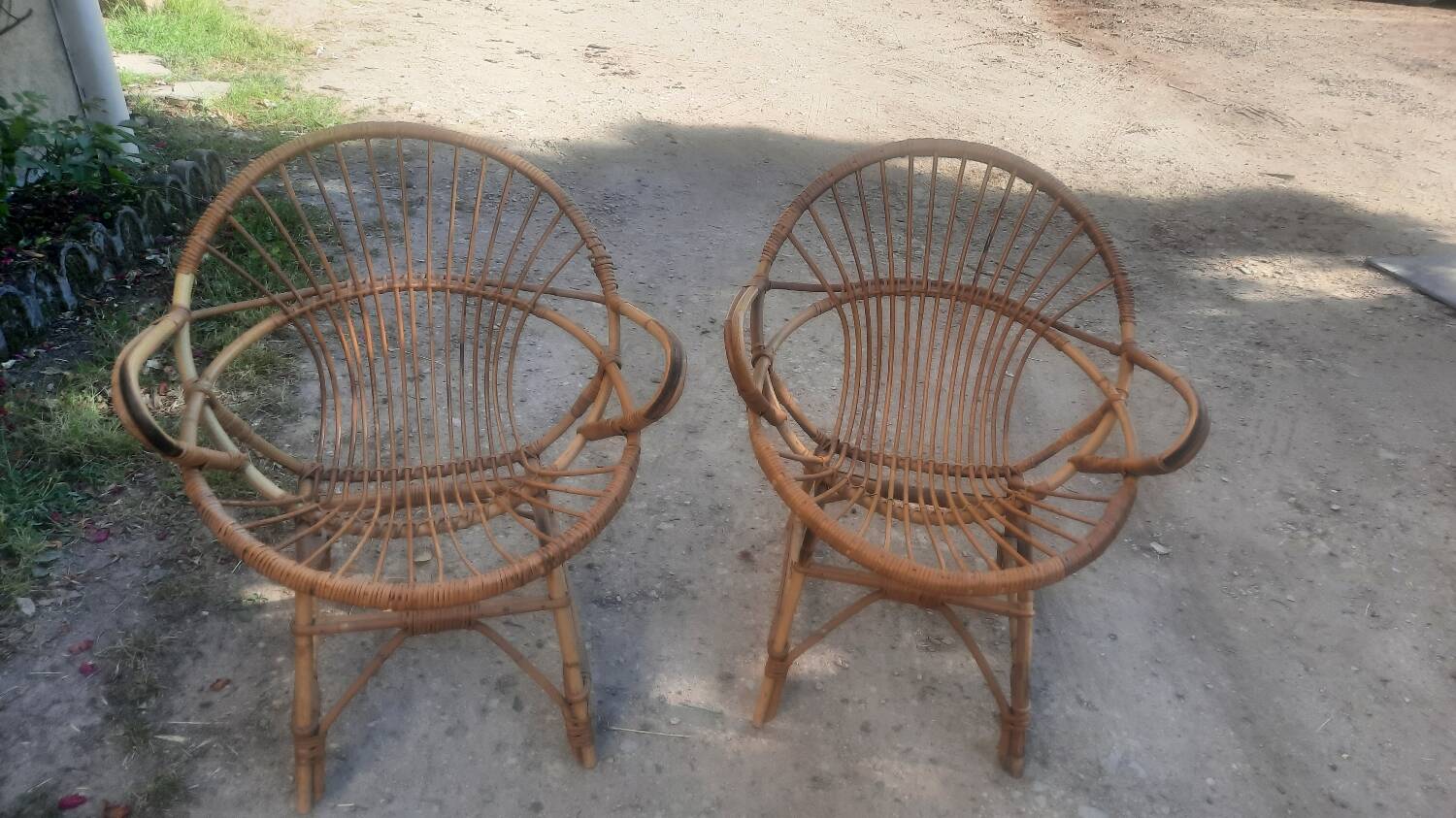Rattan and bamboo garden furniture