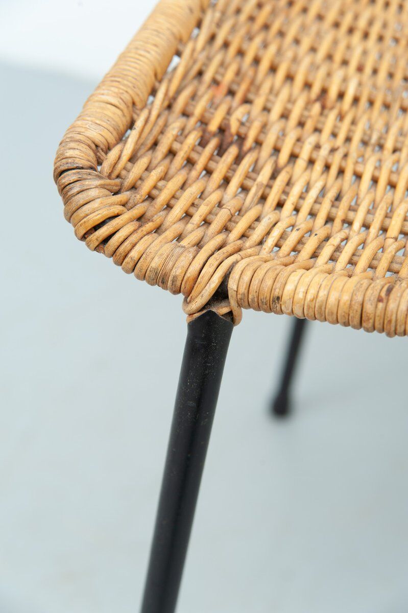 Gian Franco Legler attributed rattan stool, 1950s