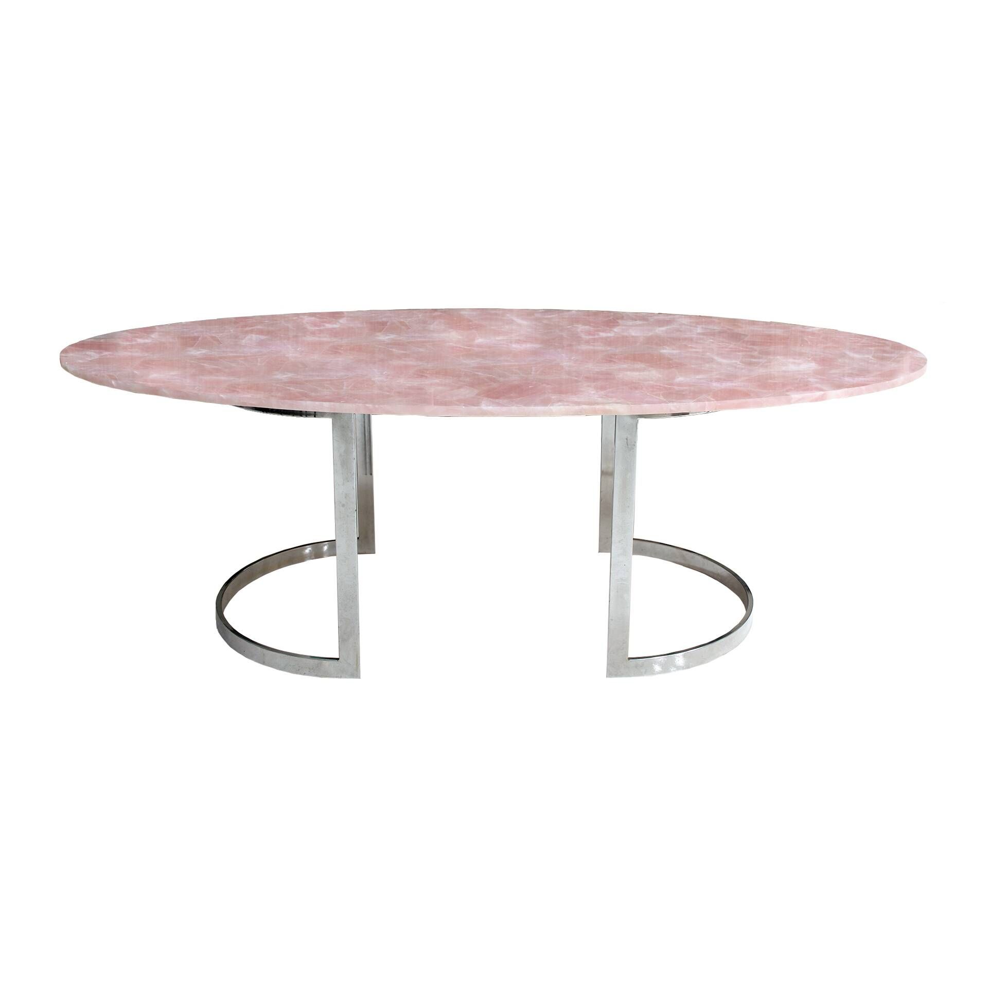 Contemporary Dining Table Made of Rose Quartz Designed by L.A. Studio