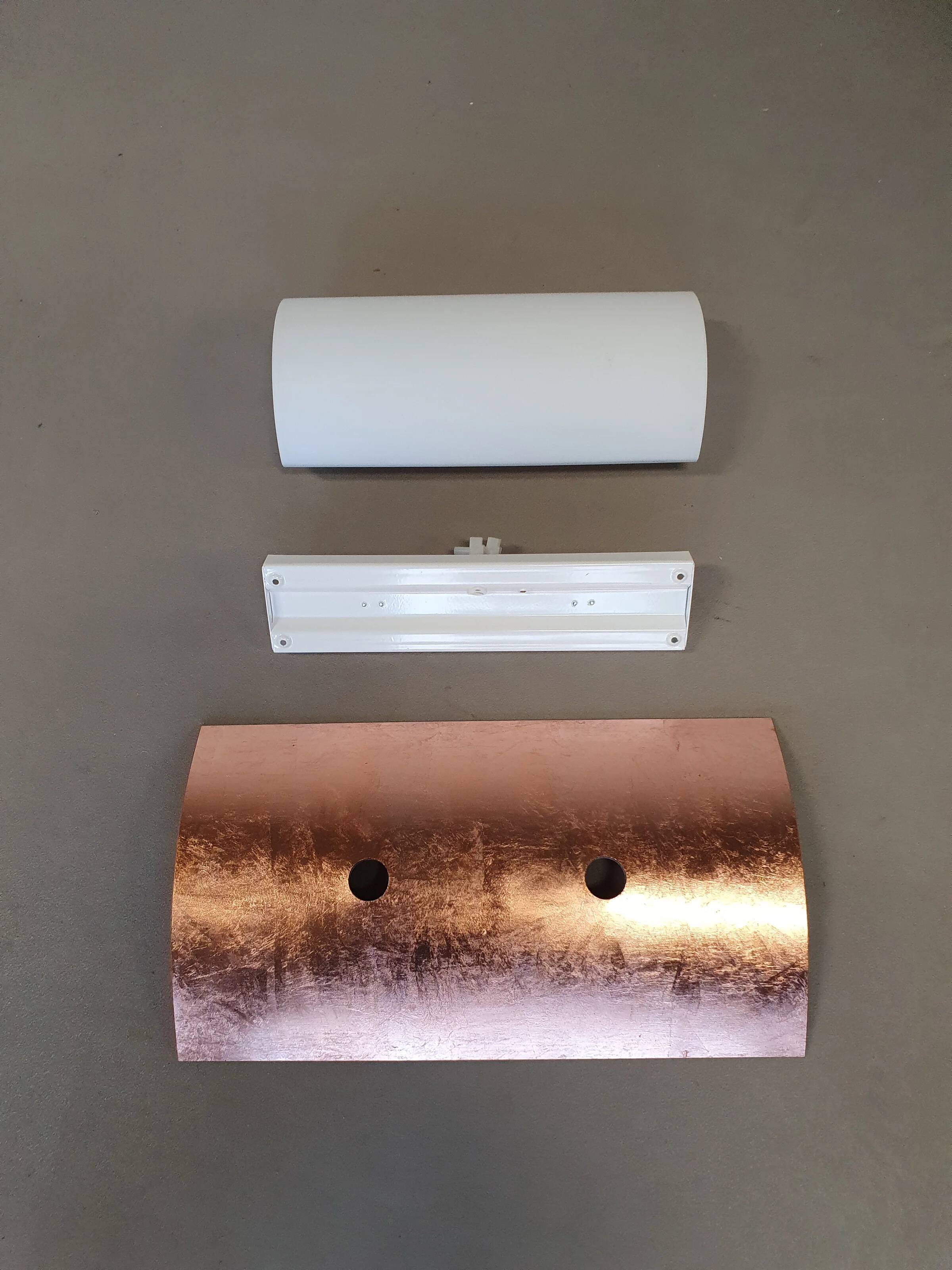 3 x Bankamp Leuchten sconces / wall lights '80s white glass / glass with a layer of copper