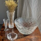 Large glass salad bowl with diamond points D30
