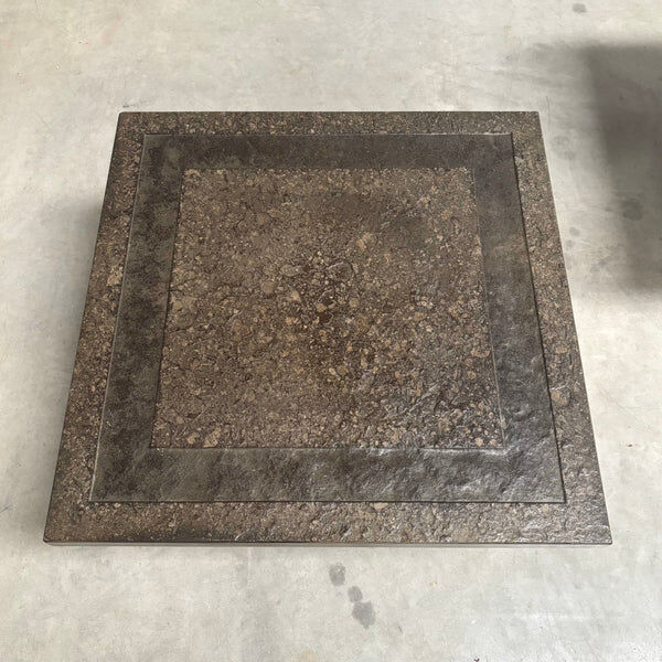 Set Peter Draenert stainless steel and stone coffee tables, 1970s