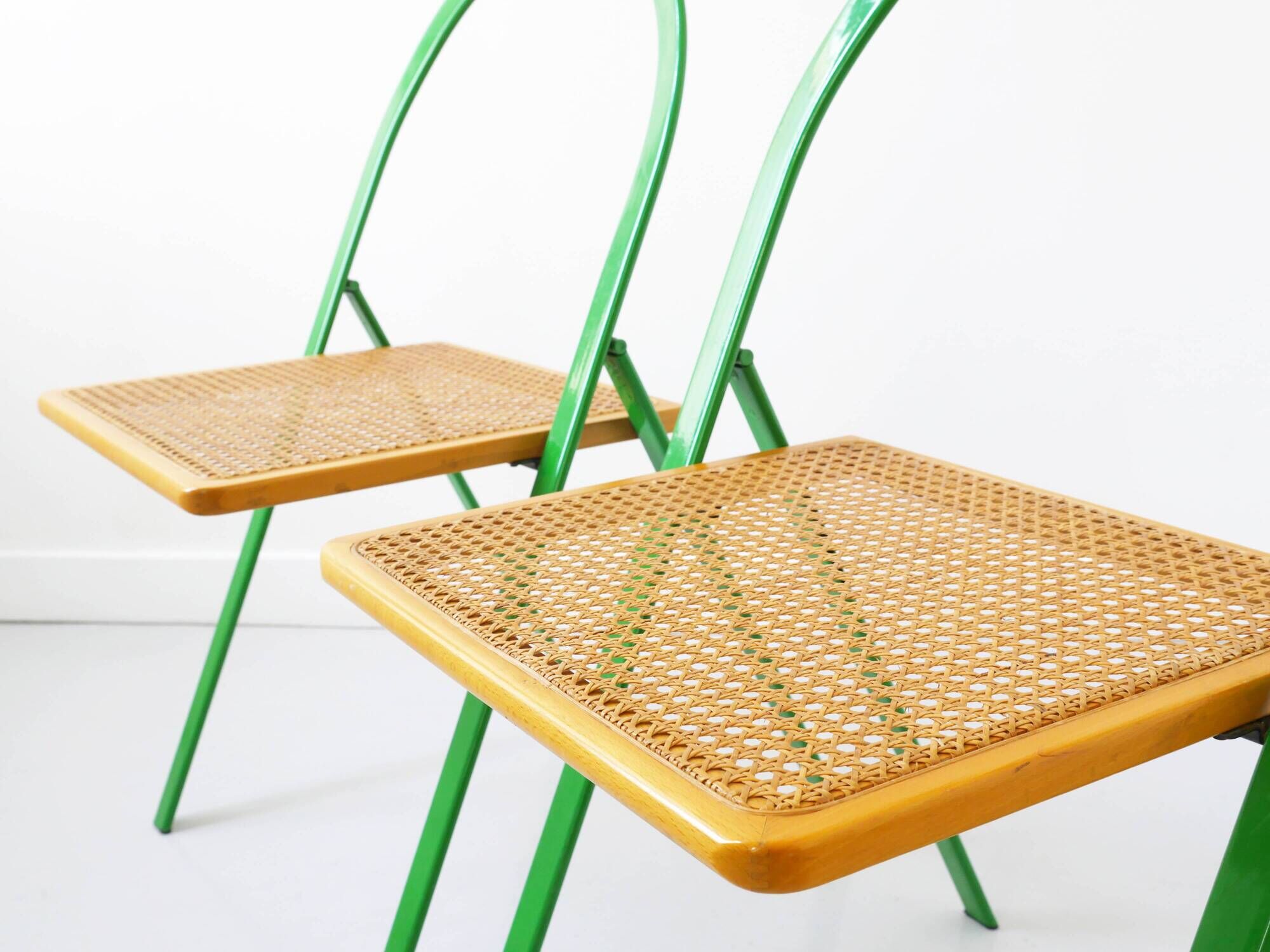 2 Chaises pliantes en cannage Giorgio Cattelan