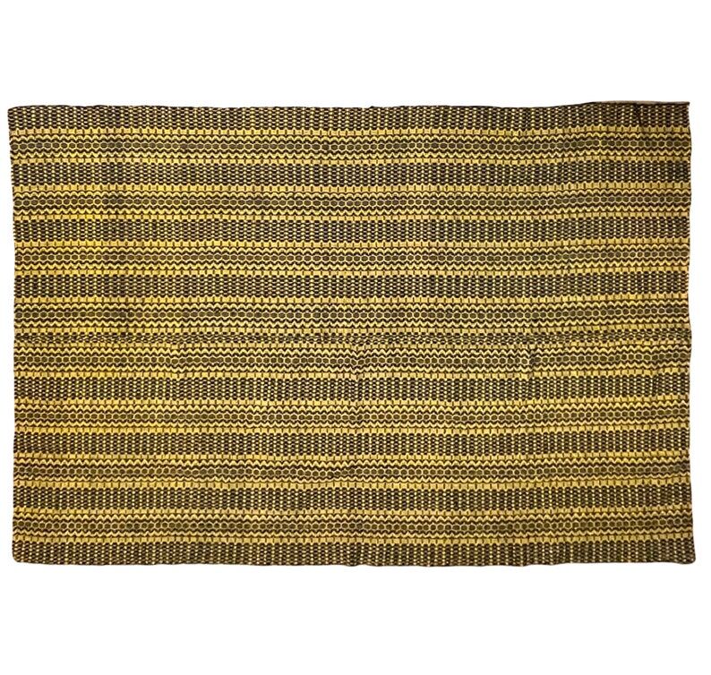 Romanian vintage carpet black design on a yellow background