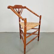 Dutch Bobbin and Rush Corner Chair, 1950s