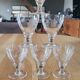 6 small vintage engraved glass stemware