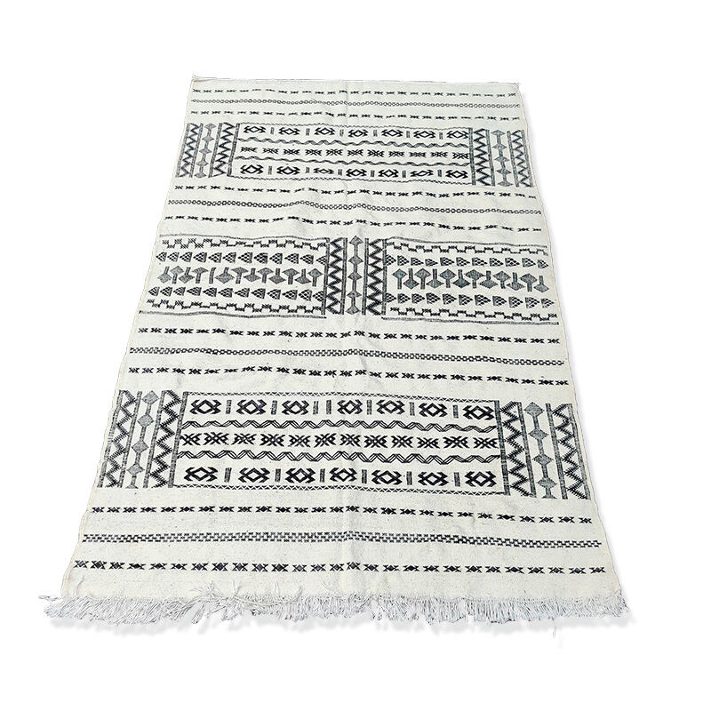 Moroccan carpet kilim white and black, 240x150 cm