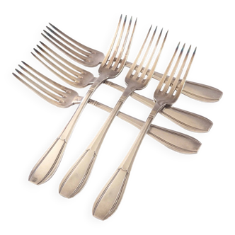 Série de 6 fourchettes en métal argenté Boulenger