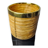Rattan and brass book basket, Italy, 1970