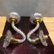 Pair of glass and gold metal sconces in the 1950s