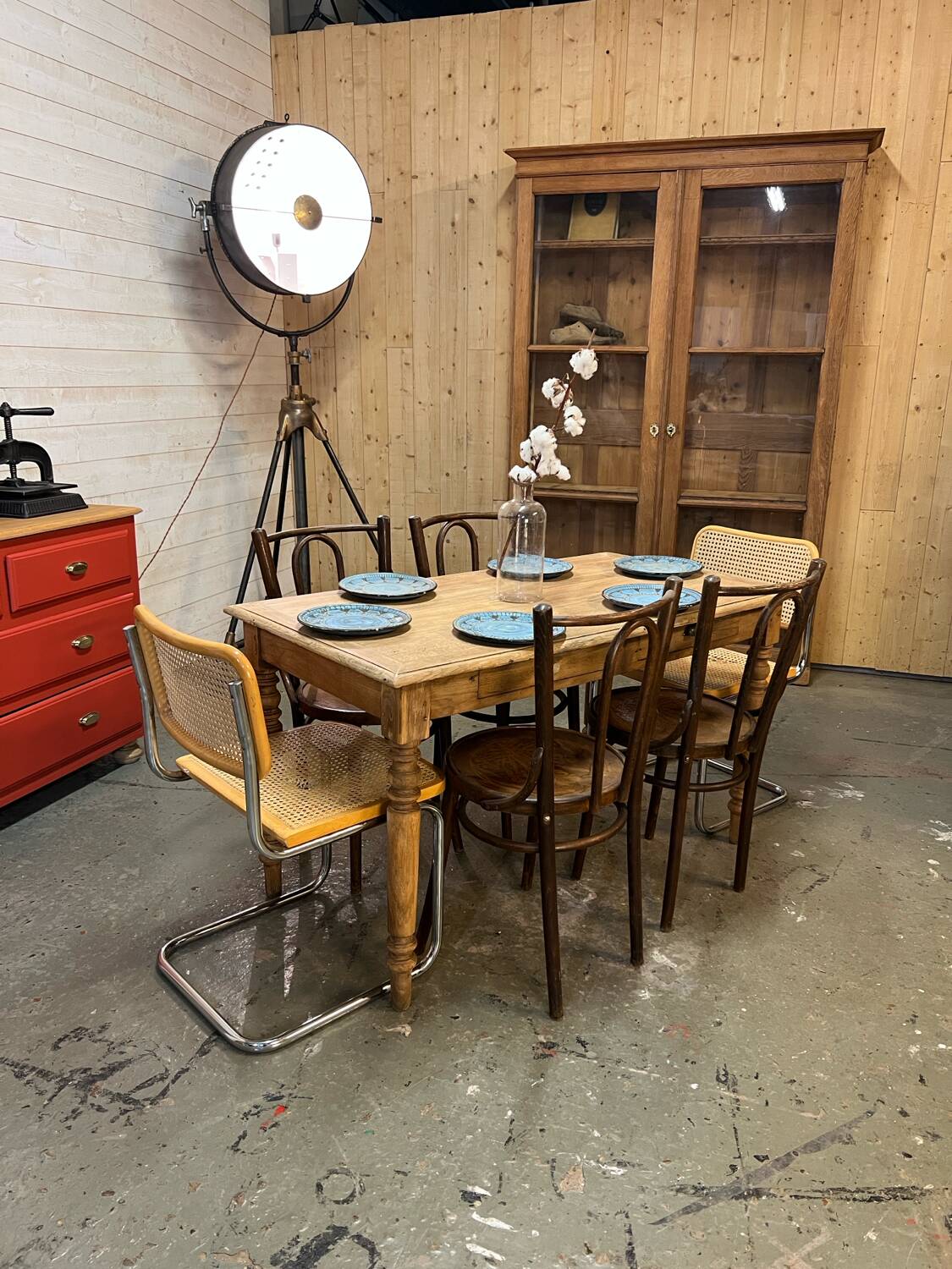 Table de ferme en chêne pied tournés