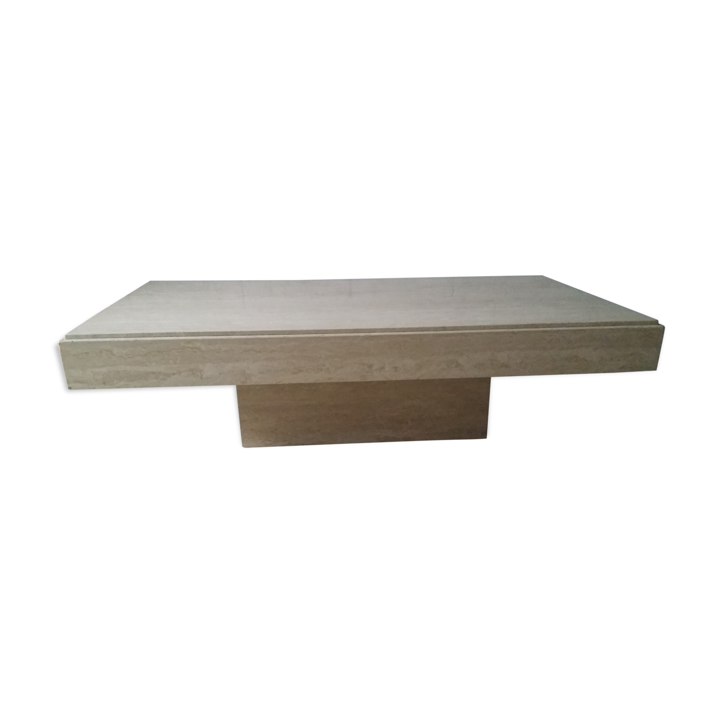 Table basse Travertin vintage années 80 Roche Bobois