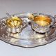 Antique Tea Set 4 Part English Silver Serving Tray, gild Home Decorative Objects