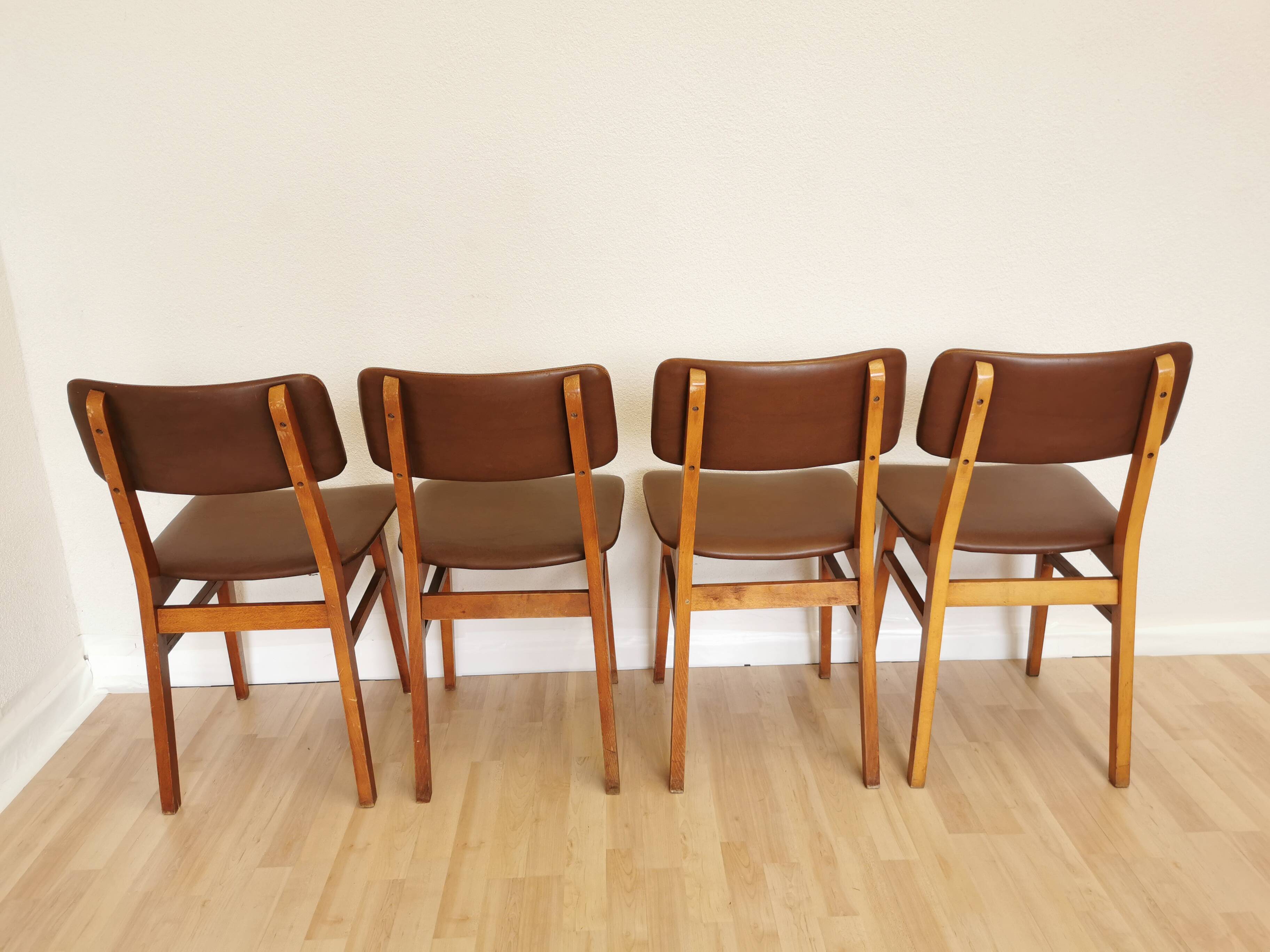 Vintage STOL Kamnik Dining Chairs (Set of 4): Mid-Century Leather Seat