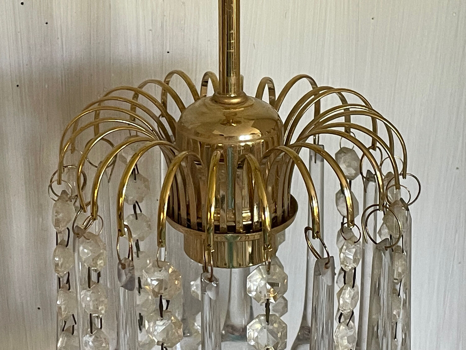 Murano glass and gold metal pendant light