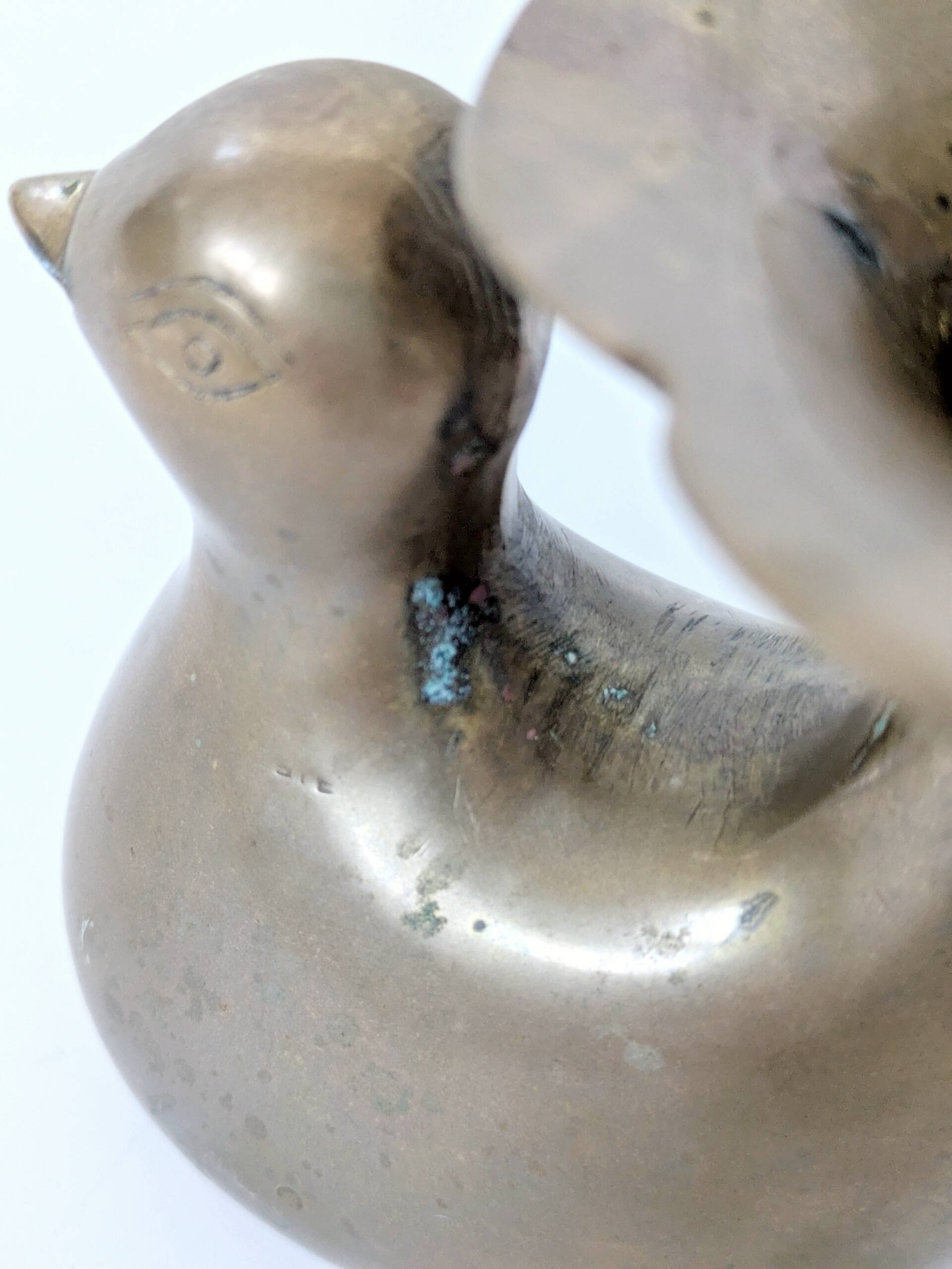 Candle holder or bird soliflore in brass, mid-century design from the 1960s.