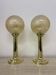 Set of 2 large globe glass table lamps , 1970s
