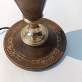 Le Tanneur 1960 lamp stand in leather and gilded brass