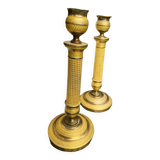 Large pair of empire bronze mercury candlesticks