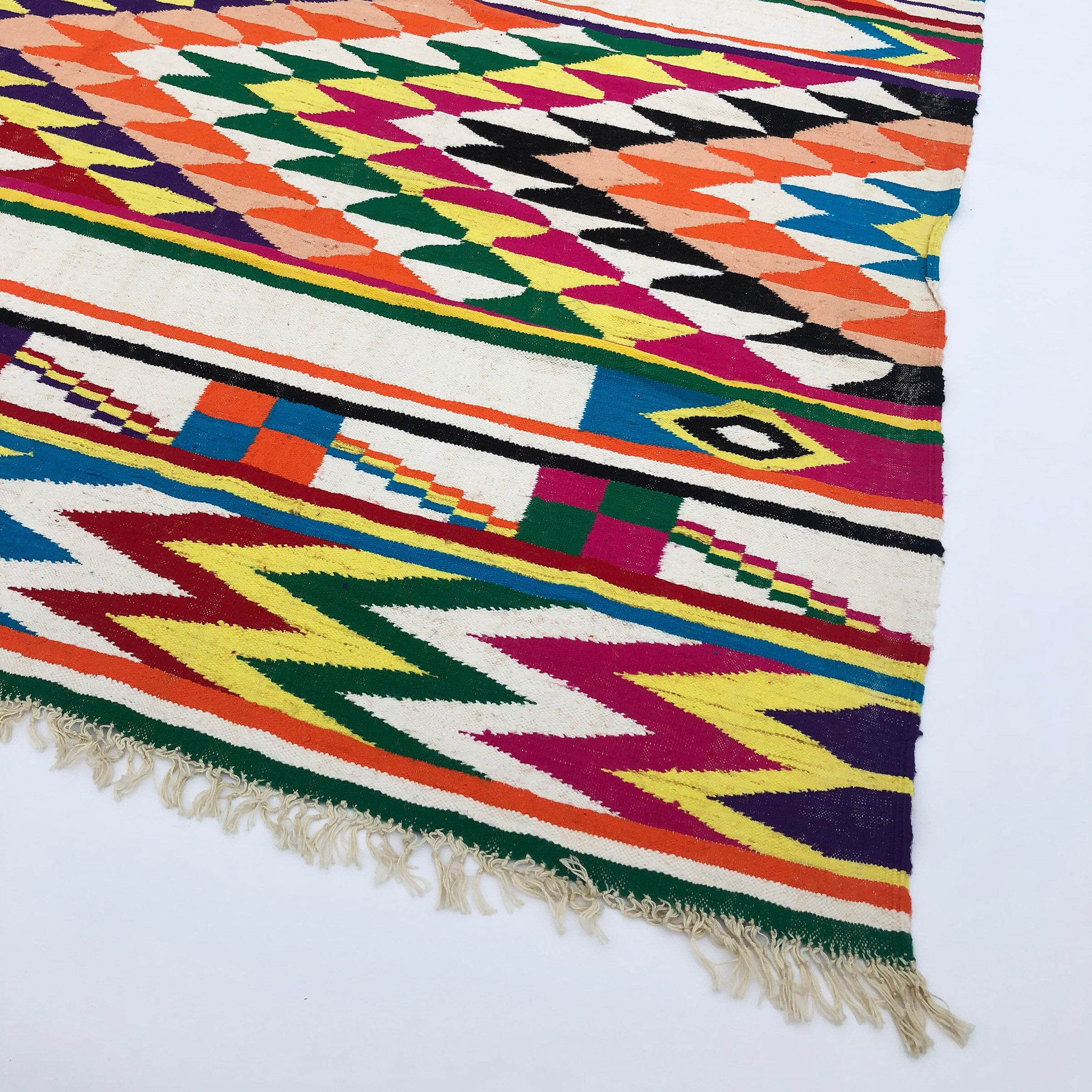 XXL Vintage Handmade Algerian Berber Ethnic Bohemian Antique Carpet - Area Rug 399x217