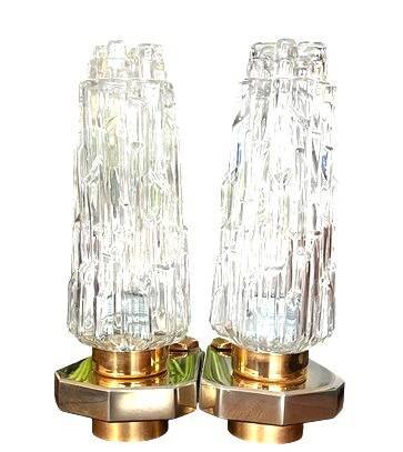 Pair of Art Deco wall sconces - moulded glass and brass