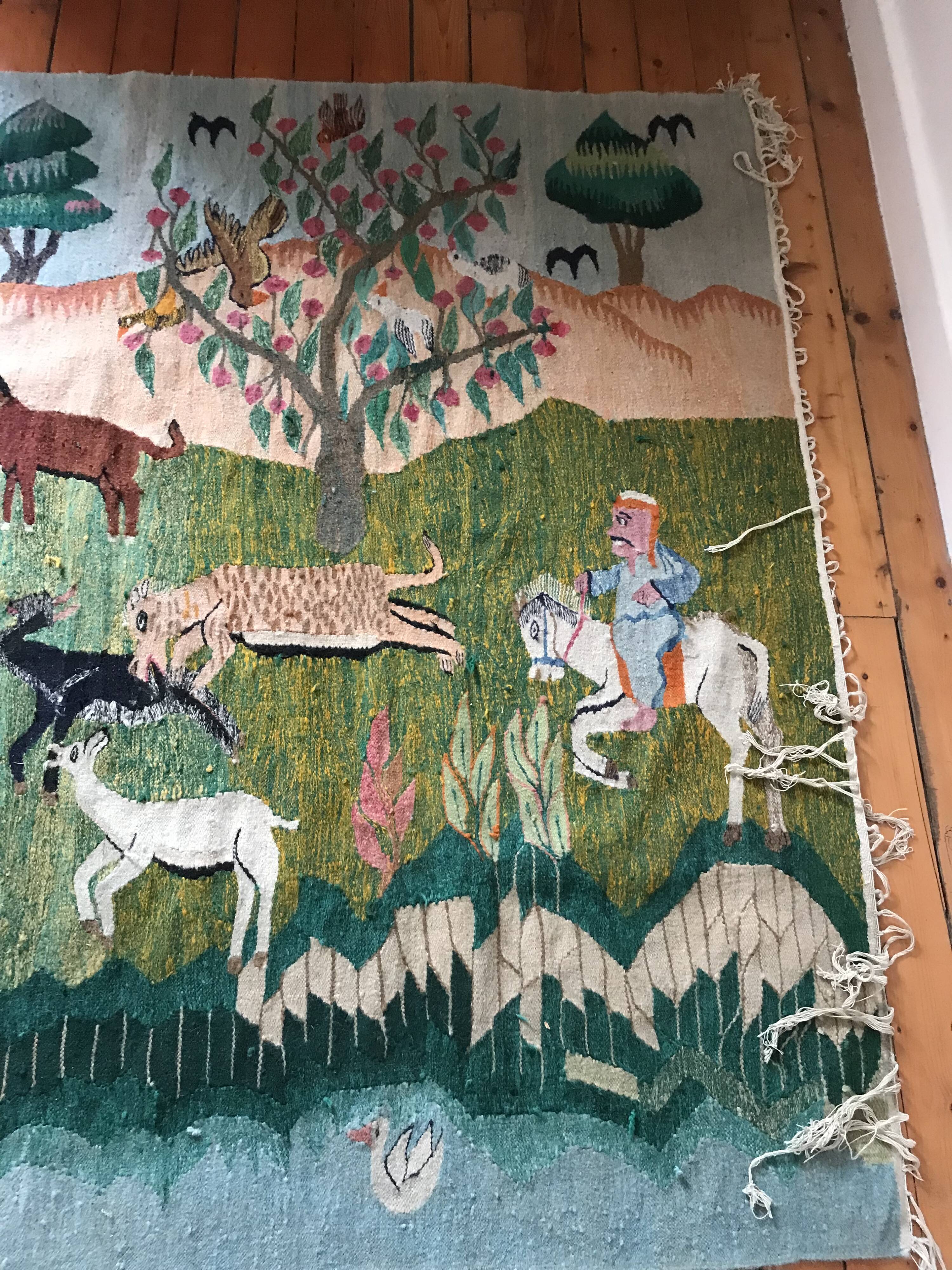 Vintage Egyptian Tapestry Ramsès Wissa Wassef circa 1960