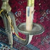 Pair of gilt and chiselled bronze wall lights with 3 lights - Louis XVI style