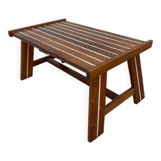 Table basse moderniste bois lamellé, 1970