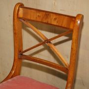 Vintage English walnut burr dressing table with mirror and chair.