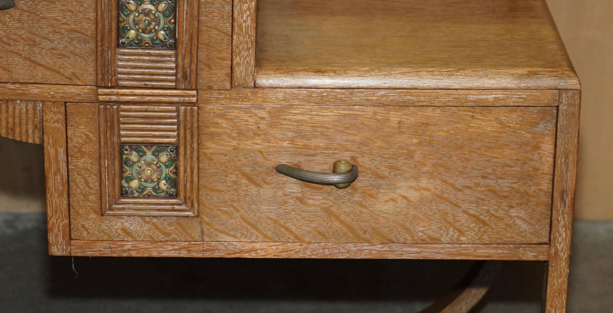 Art Deco whitewashed oak dressing table with Heal's stool.