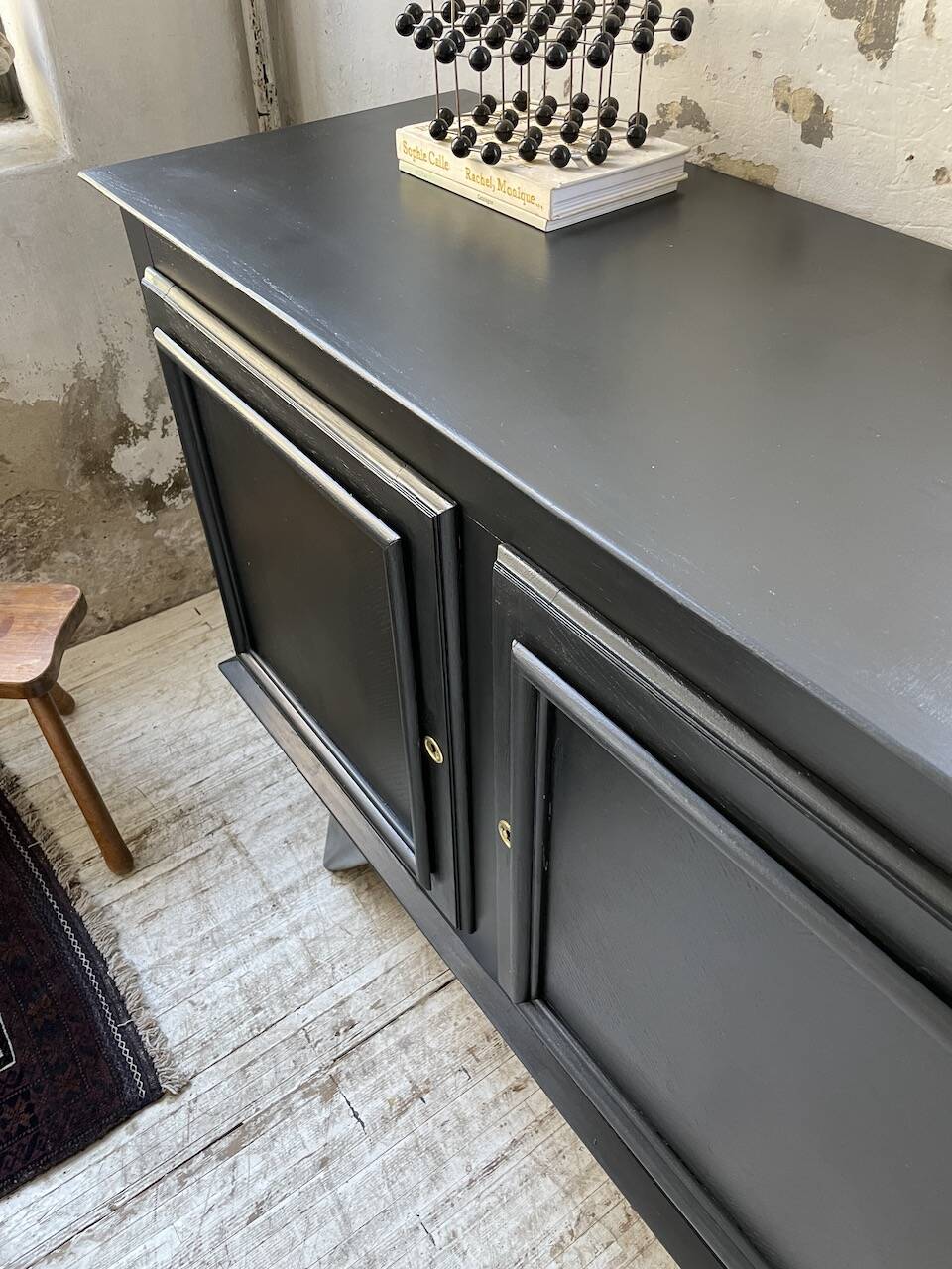 60s brutalist black sideboard