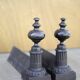 Vintage andirons, pair of andirons, fireplace accessory, brass and cast iron andirons