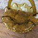 Small amber yellow glass pocket basket Portieux France