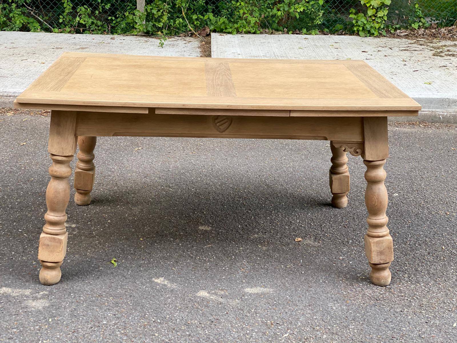 Renovated art deco extendable wooden dining table 235cm