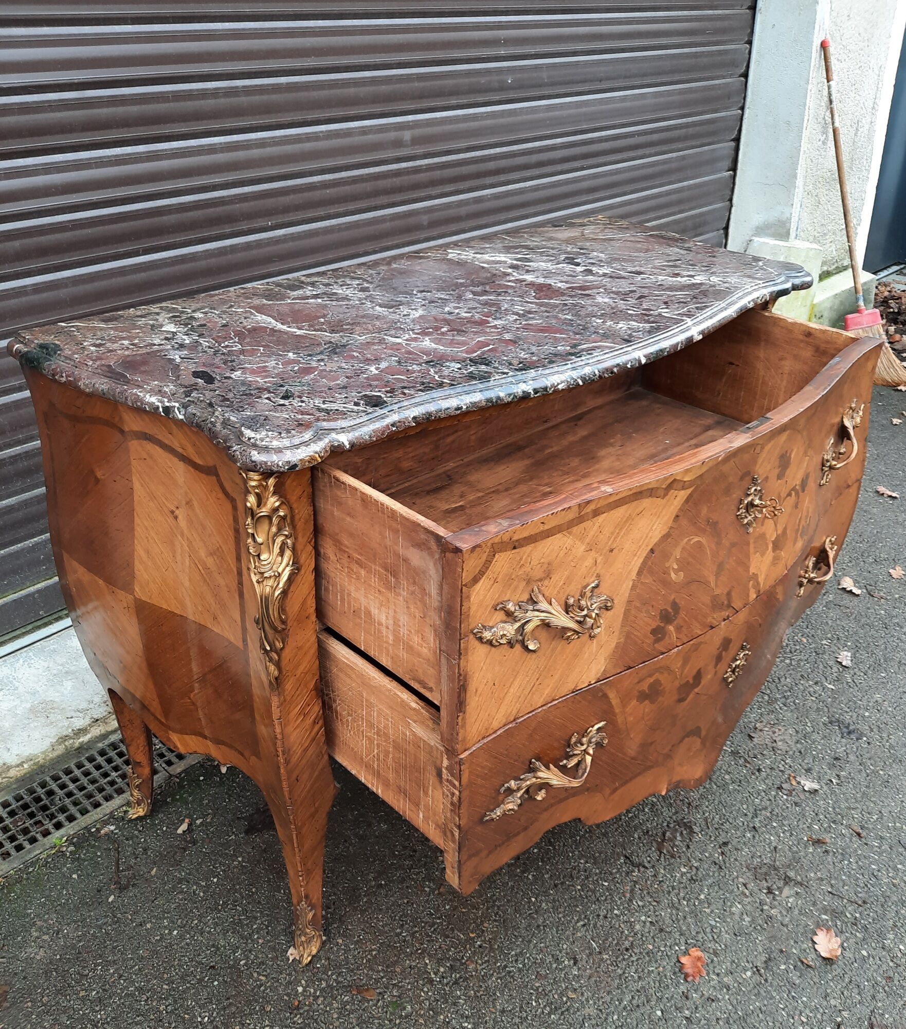 Louis XV style chest of drawers stamped "Gouffe"