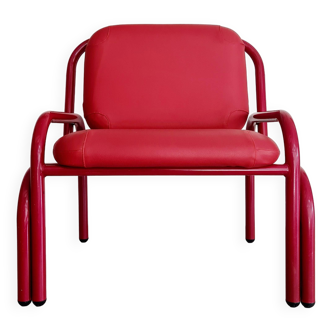 Red Italian designer armchair from the 80s