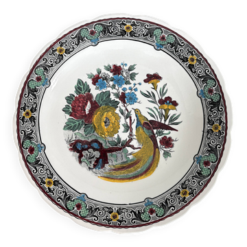 Grand plat ancien décor Oiseau et fleurs – Boch pour Royal Sphinx