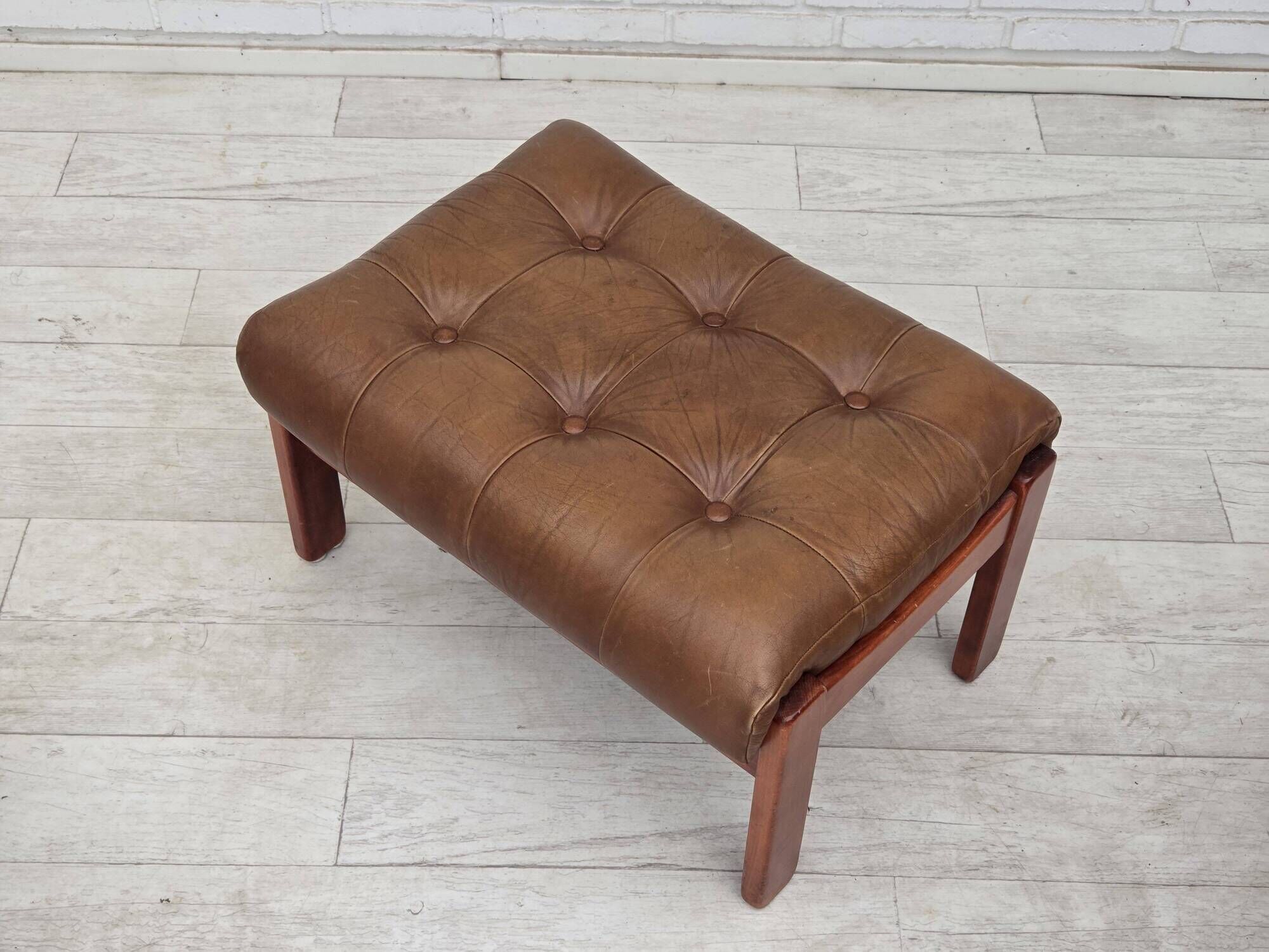 1970s, Swedish design, armchair with footstool, furniture leather.