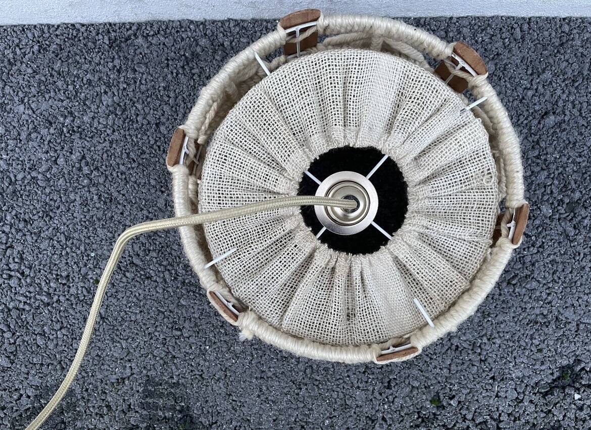 Scandinavian style jute and wood pendant light