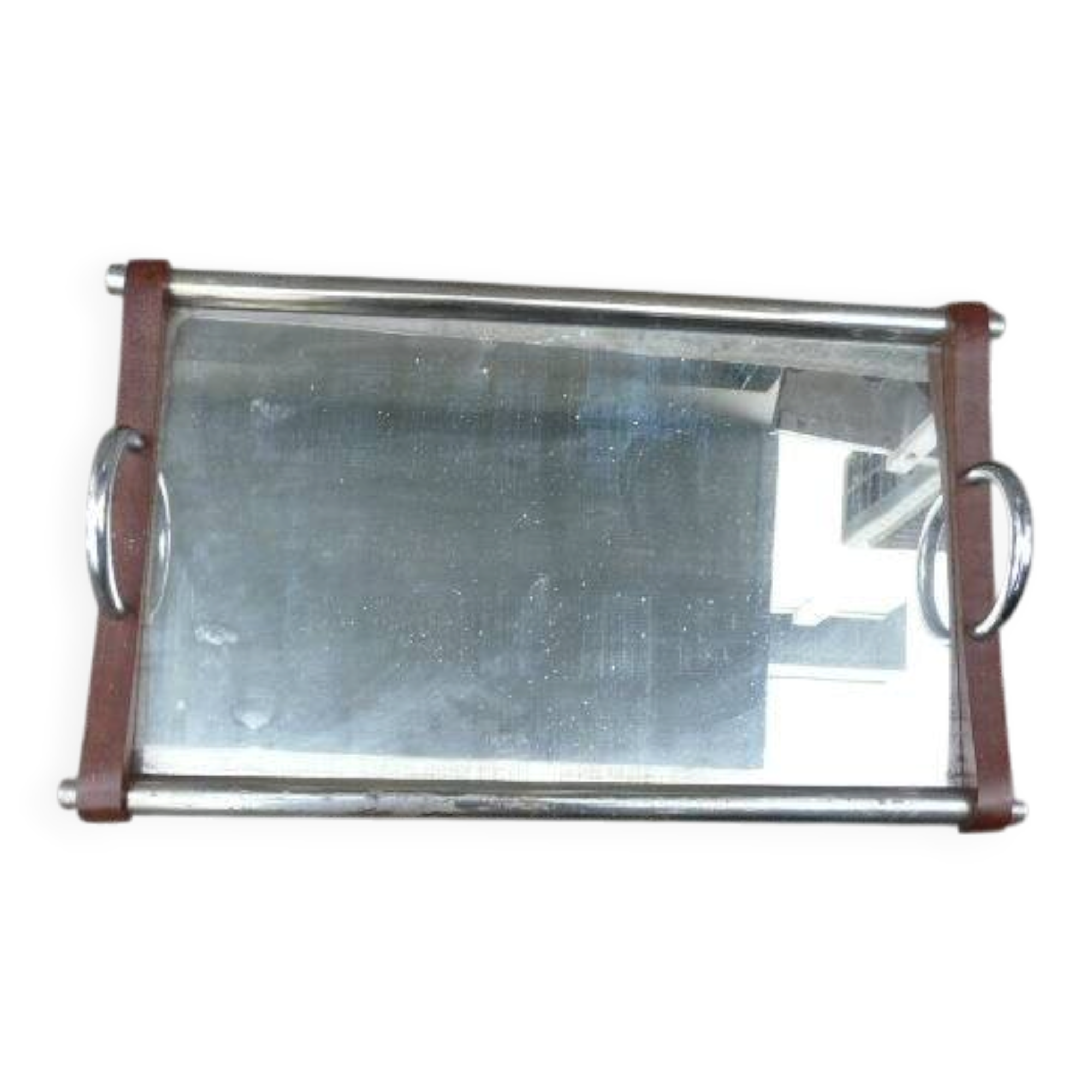 1950s wooden and mirror plateau